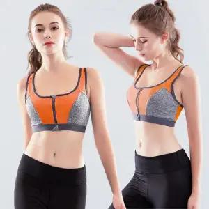 스포츠 브라 러닝 운동용 투톤 지퍼 브라탑 조깅 헬스웨어