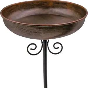 야외용 OUISJYER 소형 금속 조류 목욕 스테이크가 있는 10인치 디아 볼 버드 배스 정원 잔디 장식 0.4갤런