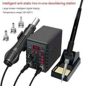 호환  레파보 8586 납땜 스테이션 2 IN 1 열풍기 납땜 스테이션 3단계 온도 기록 기능 포함 열풍기 인두 용