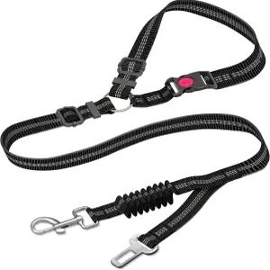 반려견 안전벨트 차량 머리 받침대용 이중 사용 반려견용 목줄 - 반려동물용 번지 접이식 조절 가능 튼튼한