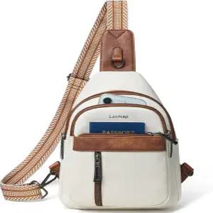 여성용 LATMAP 7L 슬링백 남성 백팩 패니 팩 크로스바디 가슴 여행용 어깨 벨트 가방 핸드백 PU 가죽