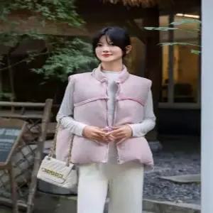 여사친 빈티지 오리털 패딩조끼 민소매 하이넥 조끼 다운 원픽1