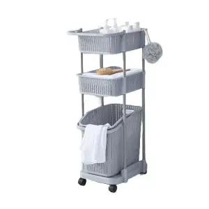 달린 (그레이) 바퀴 수납 3단 트롤리