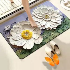 3D 발매트 빠른흡수 플라워 규조토