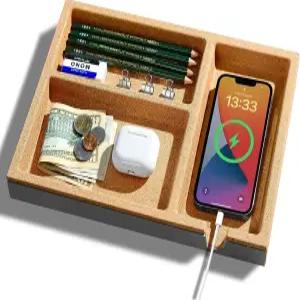 UPERGO 발렛 트레이 남성용 나이트스탠드 열쇠용 책상 서랍 정리함 시계 주얼리 침대 옆 캐디