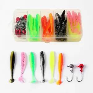 소프트베이트 히트피싱 쉐드웜 지그헤드 루어미끼세트 소프트 루어 30p세트 야광
