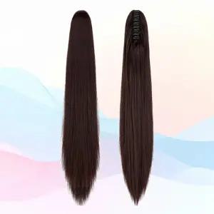 포니테일 집게형 블랙 부분가발 묶음머리 브라운 가발