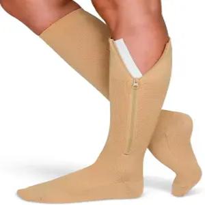 테라매직 남녀용 지퍼 압박 양말 20-30mmHg 클로즈드 토 그라데이션 스타킹