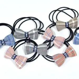 [골드스마일]심플 체크 리본 머리끈 머리방울 팔찌 끈 헤어 고무줄 리본 밴드