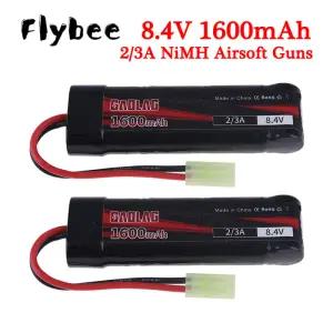 MP5 Scar M249 M240B M60 총용 미니 Tamiya 커넥터가 포함된 Airsoft 배터리 7S 2/3A 8.4V 1600mAh NiMH