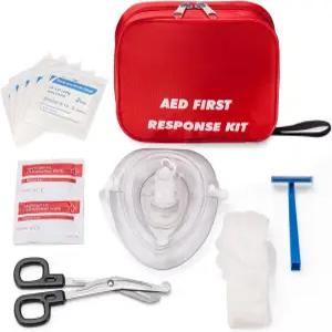 AED 훈련을 위한 심폐소생술 장갑 면도기 가위 거즈 패드 클렌징 물티슈가 포함된 퍼스트 키트