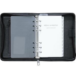 팬앤란 지퍼 플래너 정리함, 모조 가죽 언데이트 스타터 세트, A6 / 퍼스널 사이즈, 블랙