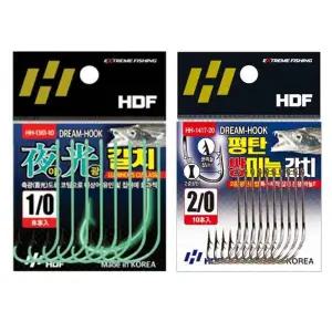 D 국산 드림훅 평탄 쌍미늘 야광갈치 낚시 바늘 채비 소품 야광