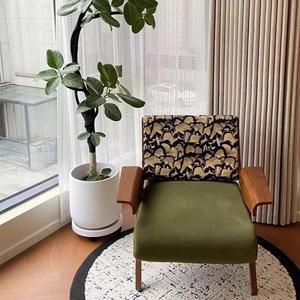 빈티지 원목 1인 라운지체어 양털 거실 베란다 라운지 스윙체어 사이드테이블