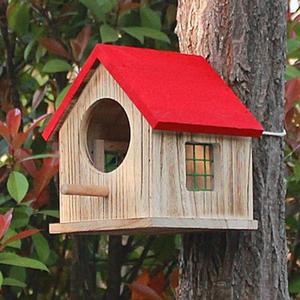 야외 방수 새장 캠퍼스 걸이 수제 목조 주택 앵무새 번식 상자  부화 둥지 새 액세서리