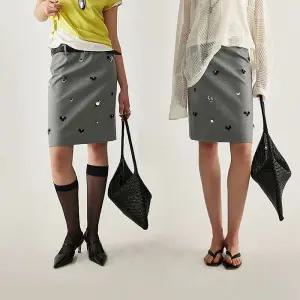 치마 회색 미니 여친 비즈 정장 원픽1