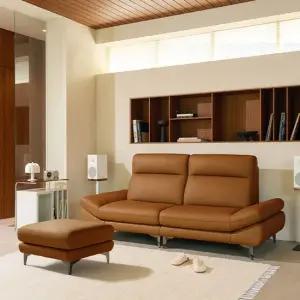 피아 3인 전체 천연가죽 소파+스툴