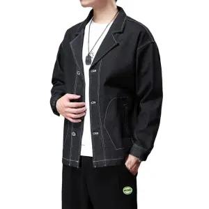 샤오원샵 남사친 데님 가을 캐주얼 키작남 정장 재킷 플라워 스몰 카라 코트 루즈핏 꾹3