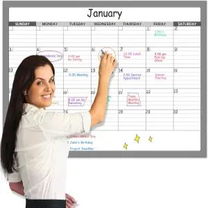 대형 드라이 이레이즈 캘린더 - 날짜가 지정되지 않은 월 1개의 달력 적층 40인치 x 28인치 일일 박스 메모