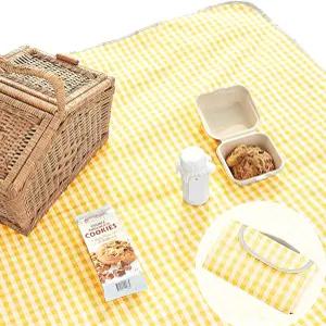 귀여운 깅엄 피크닉 담요 방수 접이식 대형 80x60인치 및 특대형 80x80인치 휴대용 컴팩트 비치 오버사이즈