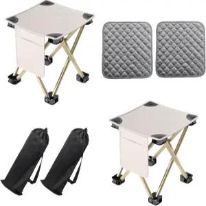 Xajsdlxs 2팩 13인치 휴대용 캠핑 스툴(흰색) 접이식 스툴 가방 포함 여행에 편리한 BBQ 낚시 하이킹 야외