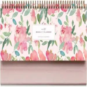 벨 플뢰르 비데이트 스파이럴 주간 책상 캘린더 플래너 60주 영감을 받아 리스트 패드 데스크 스탠드