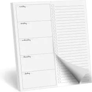 321 주간 계획 메모장 5.5x8.5 미국산 M-F 일정 및 작업 목록 천공된 찢김 체크리스트(50페이지) 두꺼운