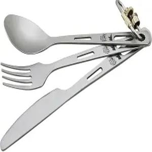 키스 티타늄 Ti5310 3피스 식기 세트(맞춤형 파우치 포함)