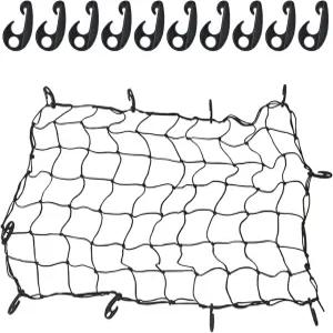 카고 네트 - 10개의 조절 가능한 후크가 있는 대용량 탄성 트럭 침대 루프 랙 범용 액세서리 번지 자동차