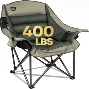 랜마운틴 오버사이즈 XL 접이식 캠핑 의자 헤비 듀티 서포트 400파운드 대형 편안한 패딩 론 암 의자(컵