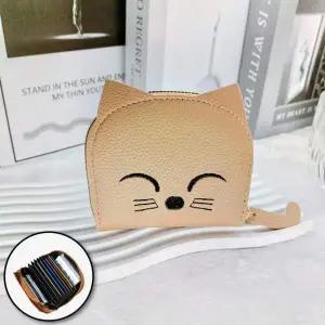 [콩심팥심]고양이 학생 반지갑 카드지갑 데일리 지퍼 여우 지갑 가죽 카드