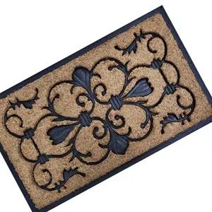 수공예 코코넛 야자섬유 클래식 무늬 현관매트 발매트 (KYR-WDA9042)