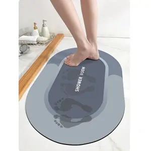 원형 규조토 발매트/ 투톤 그레이 인테리어/ 세척가능 (KYR-WB86640)