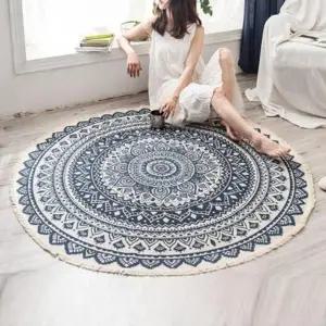 거실소파 원형러그 빈티지 북유럽 다세코 카페트80cm (KYR-WF0903D)