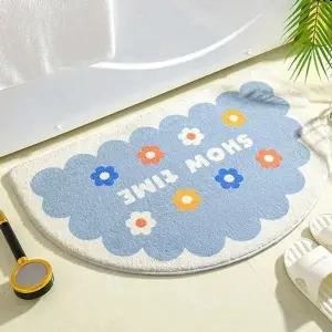 반원 모양 극세사 원단 미끄럼 방지 발매트 (KYR-WE63070)