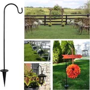 20인치 조절 가능한 야외 양치기 갈고리 고강도 방청 금속 걸이 등불 식물 새 모이통 태양광 조명 정원