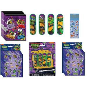 TMNT 십대 돌연변이 닌자 거북이 생일 파티 시트 스케이트보드 포함되어 8개, 1개가 스티커 용품 미니 가방 전리품 공룡 있습니다 번들에는