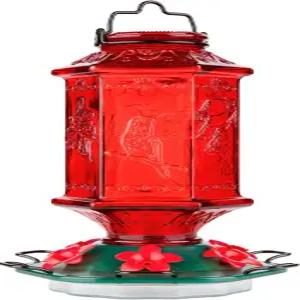 야외용 10억 하늘 벌새 모이통 랜턴 모양 병 6개의 시뮬레이션 꽃 공급 포트 26플로즈 정원 마당용 걸이 녹