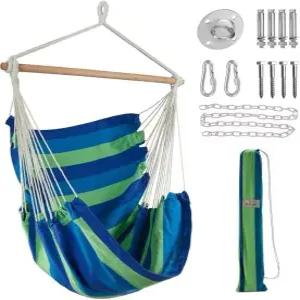 철림 해먹 의자 걸이 스윙 - 철물 키트가 있는 면직 캔버스 최대 330파운드 실내 야외 파티오 야드용 XL