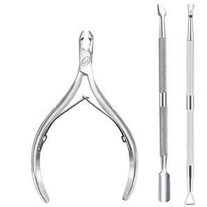 푸셔가 장착된 니퍼 가용 스테인리스 스틸 리무버 및 커터 내구성 있는 매니 페디 도구 손톱과 발톱에 완벽한 실버