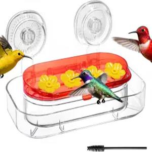 레드보트 창문 벌새 공급기 4개의 공급 포트가 있는 강력한 흡입 컵 청소 및 리필이 용이한 플라스틱 선물