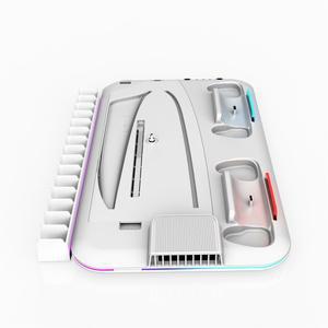 호환 RGB 조명3레벨 터보 냉각 스테이션(컨트롤러 충전 스테이션 포함) PS5/SLIM 디지털/디스크(헤드셋 홀