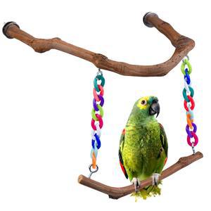 버드 스윙 천연 포도나무가 있는 스탠딩 퍼치 U자형 걸이식 새장 액세서리 버저리가용 새 씹는 잉꼬 앵무새 코카티엘 코너 러브버드 핀치 1팩