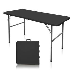 고캄푸 접이식 테이블, 4피트 실내 실외 헤비 듀티 휴대용 접이식 사각 플라스틱 식탁(손잡이(발크) 포함