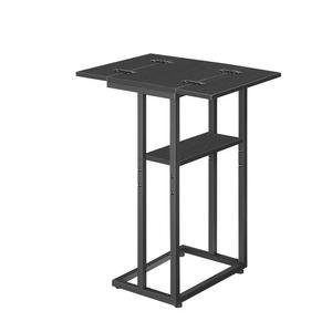 후브로 C자형 엔드 테이블, 소파용 접이식 사이드 테이블, 소파용 소파 테이블 슬라이드 언더, 작은 공간용 C 테이블, 거실, 침실, 사무실, 블랙 BB75SF01