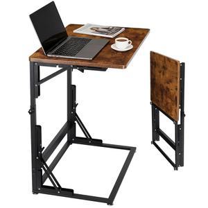 아웃링크 접이식 사이드 테이블, 소파용 조절 가능한 C자형 엔드 테이블, 소파 거실 침실 침대 옆 커피 작은 공간용 금속 프레임 TV 트레이 테이블(23.6인치 L x 15.8인치 W)