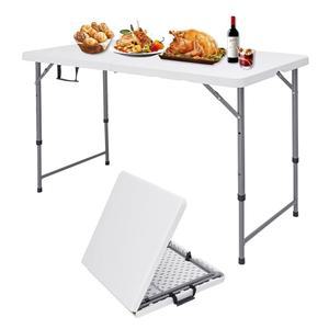 크로넬 접이식 캠핑 테이블 4피트 조절 가능한 높이 350파운드, 야외용 4피트 접이식 피크닉 카드 테이블, 실내용 플라스틱 직사각형 식탁, 헤비 듀티 접이식 반 트레이 테이블