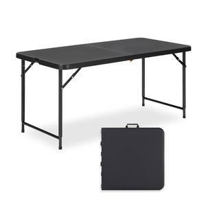 높이 조절 가능한 글로잇리안 4피트 접이식 테이블, HDPE 탑 및 스틸 레그가 있는 3레벨 접이식 테이블, 피크닉용 휴대용 4피트 접이식 테이블, 파티, 공예, 실내 야외 사용, 블랙