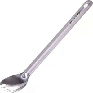 ATiAP 캠핑 포크 티타늄 롱핸들 스푼 길이 8.46인치 광택 볼 포함 야외 하이킹 피크닉에 적합