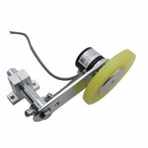 CALT GHW38 300mm 롤러 고무 휠 길이 위치 측정기 펄스 로터리 엔코더 600PPR 푸시 풀 출력 강철 장착 트 레일용 스프링 브래킷